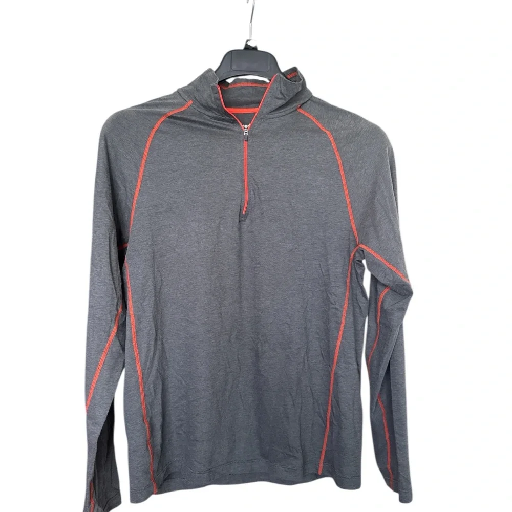 Cloudveil Performance 1/4 Zip Long Sleeve Pullover Men’s M Gray Orange Stitching